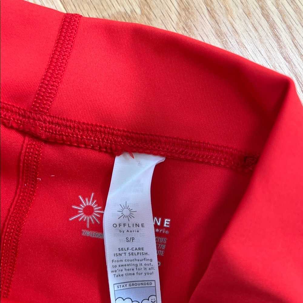 NWOT! Offline by Aerie Red leggings, bra and shorts three piece set - Picture 3 of 14
